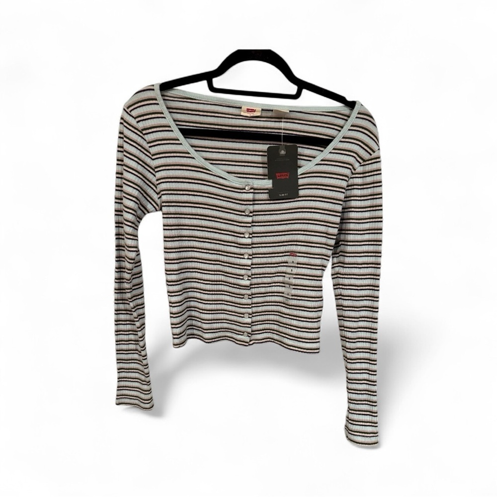 Levi's Women's Multicolor Striped Button Down Shirt - Picture 2 of 5